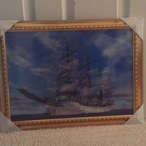 Framed Ship Sea Picture